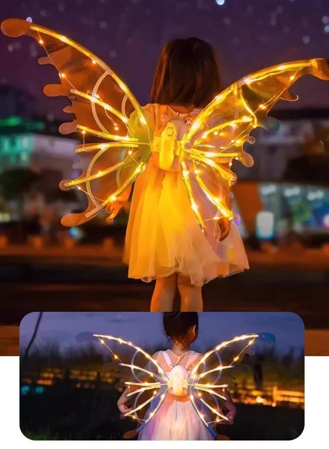 DURKU Electric Fairy Wings for Girls, Battery-Operated Moving Butterfly Wings with LED Lights, Toy for Kids, Princess Role Play Back Accessory Gift with Music - Image 1